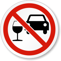 Don't Drink And Drive ISO Prohibition Symbol Label