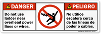 Do Not Use Ladder Near Overhead Lines Label