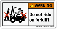 Do Not Ride On Forklift Warning Label