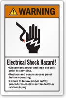 Electrical Shock Hazard Disconnect Power ANSI Warning Label