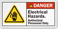 Electrical Hazards Authorized Personnel Only ANSI Danger Label