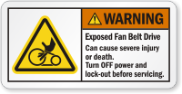 Exposed Fan Belt Drive Cause Injury Warning Label