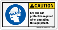 Eye And Ear Protection Required Caution Label