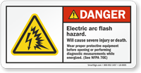 Arc Flash Hazard Wear Protective Equipment Label