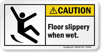 Floor Slippery When Wet ANSI Caution Label