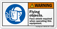 Flying Objects Face Shield Required Warning Label