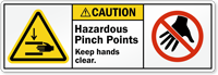 Hazardous Pinch Points Keep Hands Clear Label