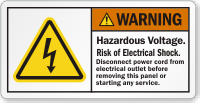 Hazardous Voltage Risk Of Electric Shock Warning Label