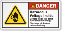 Hazardous Voltage Inside Discharge All Devices Danger Label