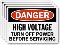 High Voltage, Turn Off Power Before Servicing Label
