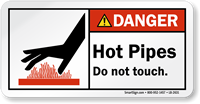 Hot Pipes, Do Not Touch ANSI Danger Label