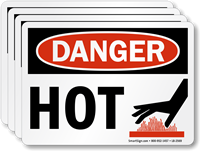 Hot With Graphic OSHA Danger Label