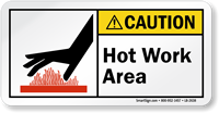Hot Work Area ANSI Caution Label With Graphic