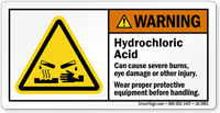 Hydrochloric Acid Wear PPE ANSI Warning Label