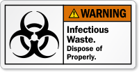 Infectious Waste Dispose Of Properly ANSI Warning Label