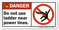 Do Not Use Ladder Near Power Lines Label
