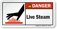 Live Steam ANSI Danger Label With Graphic