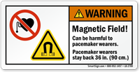 Magnetic Field Pacemaker Wearers Stay Back Label