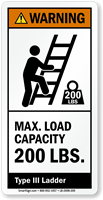 Max. Load Capacity 200 LBS. ANSI Warning Label