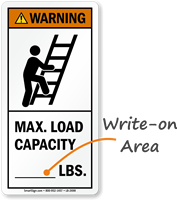 Max. Load Capacity (Write-On Area) ANSI Warning Label