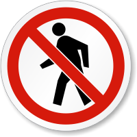 No Pedestrians ISO Prohibition Safety Symbol Label