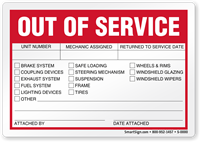 Unit Number, Mechanic Assigned Out Of Service Label