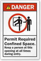 Permit Required Confined Space ANSI Danger Label