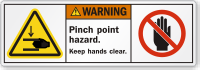 Pinch Point Hazard Keep Hands Clear Warning Label