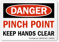 Danger Pinch Point Feet Clear Vinyl Label