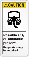 Possible Co2 Or Ammonia Present ANSI Caution Label