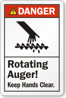 Rotating Auger Keep Hands Clear Danger Label