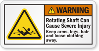 Rotating Shaft Cause Severe Injury ANSI Warning Label