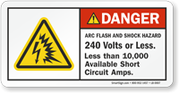 Arc Flash Shock Hazard 240 Volts Label