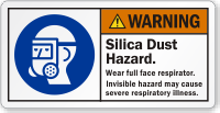 Silica Dust Hazard Wear Full Face Respirator Label
