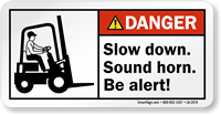 Slow Down Sound Horn Be Alert Danger Label