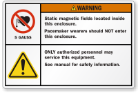 Static Magnetic Fields Located Inside ANSI Warning Label
