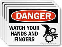Watch Your Hands And Fingers Label With Graphic