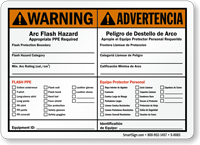 Arc Flash Hazard PPE Required Sign (Bilingual)