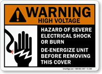 Warning ANSI High Voltage Electrical Shock Hazard Sign