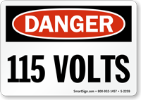Danger 115 Volts Sign