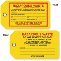 Hazardous Waste Two-Sided Tag