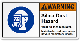 Silica Dust Hazard Label with Symbol on Left